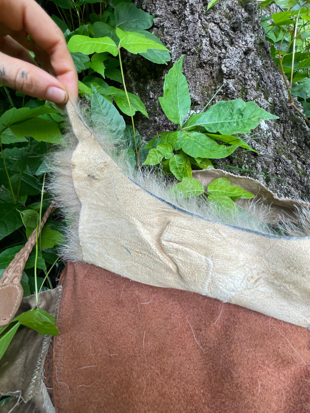 coyote pelt + leather belt bag