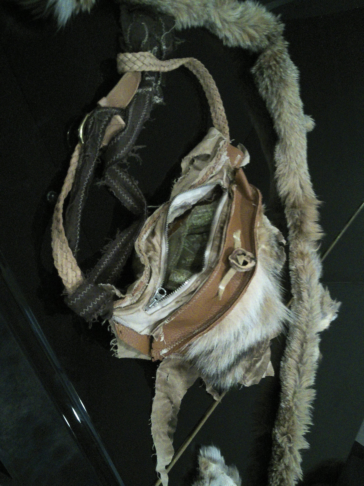 coyote pelt + leather belt bag