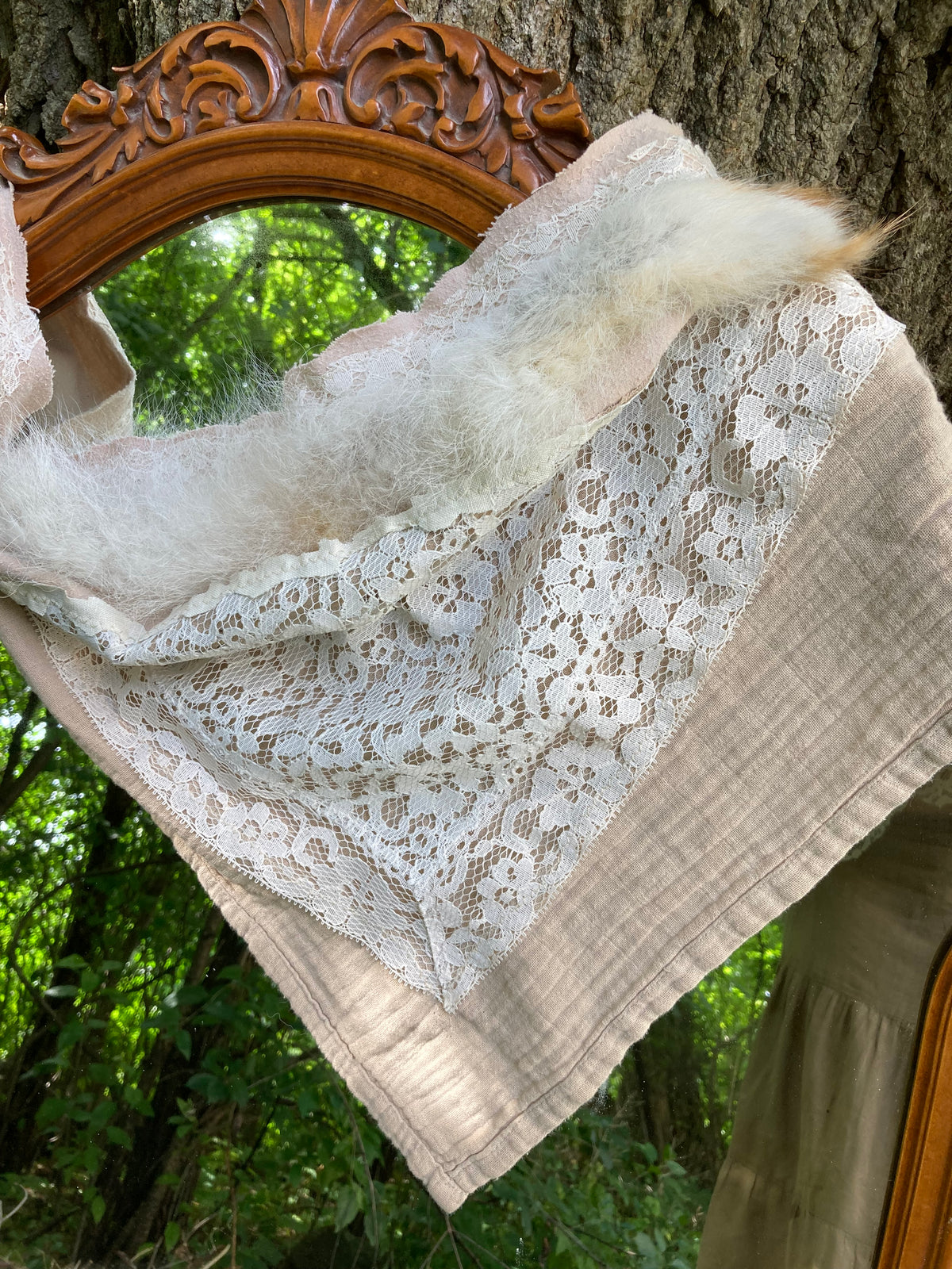 coyote pelt linen lace bandana