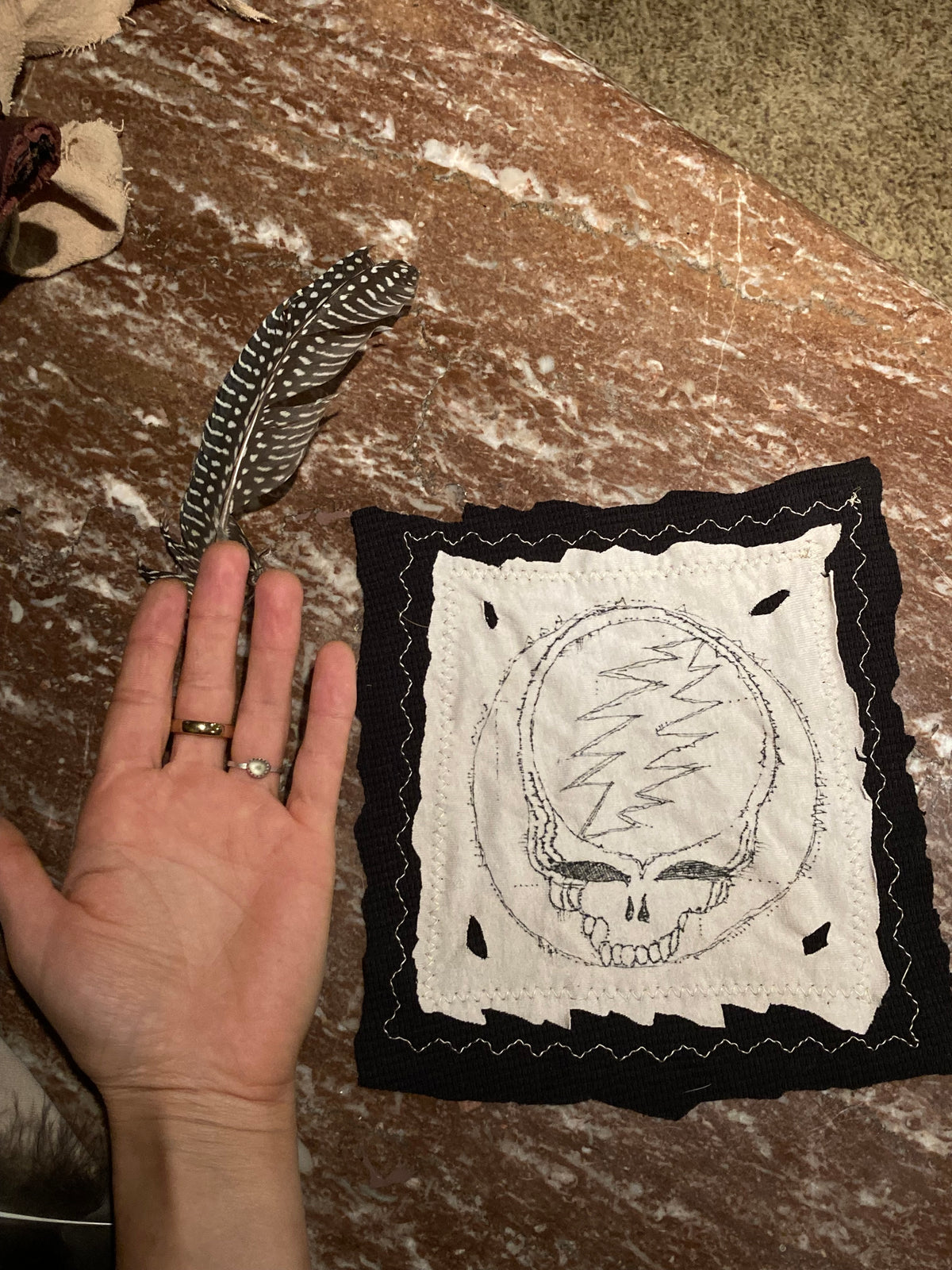 grateful dead cotton fabric patch