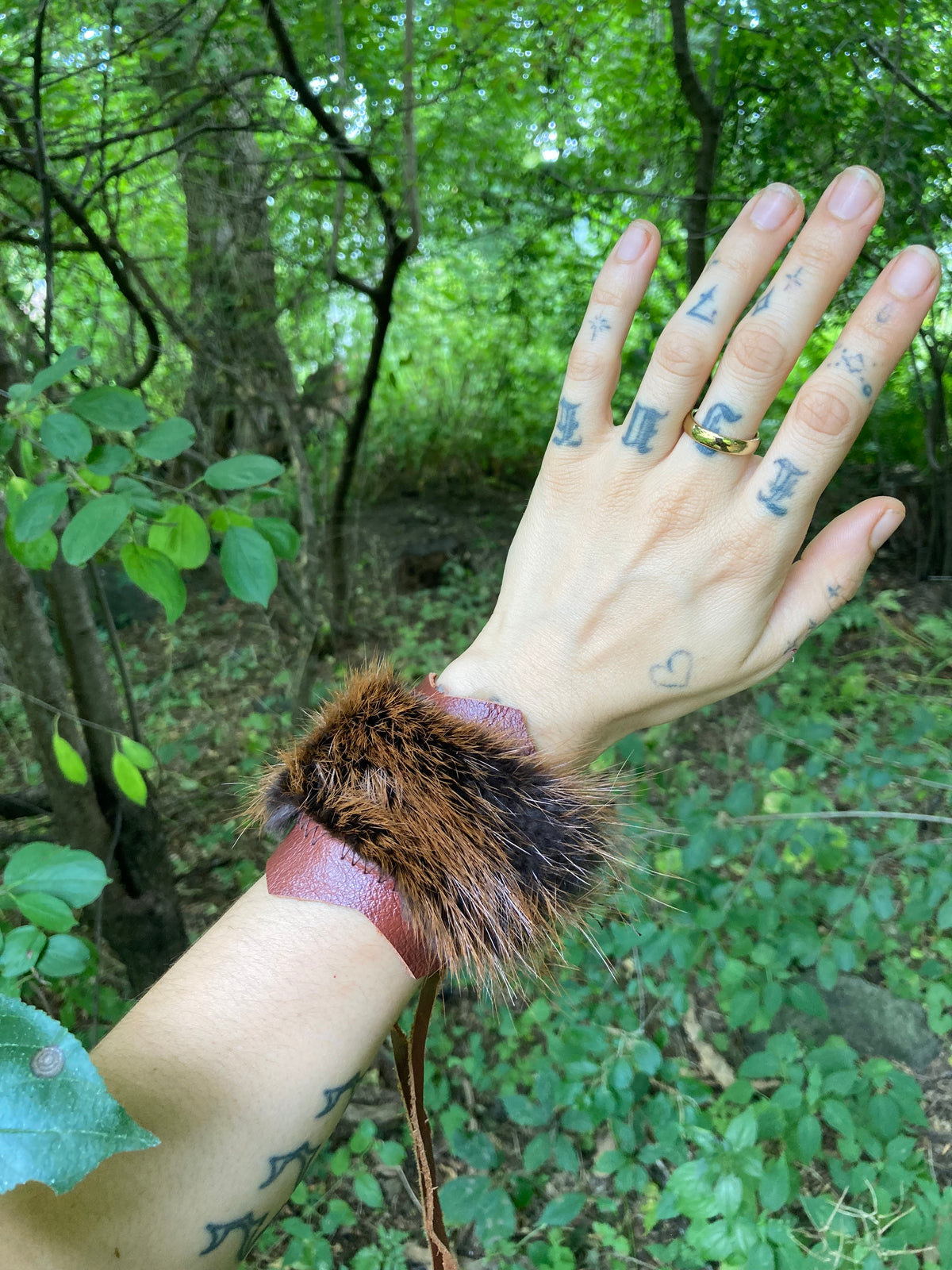 beaver pelt leather cuff