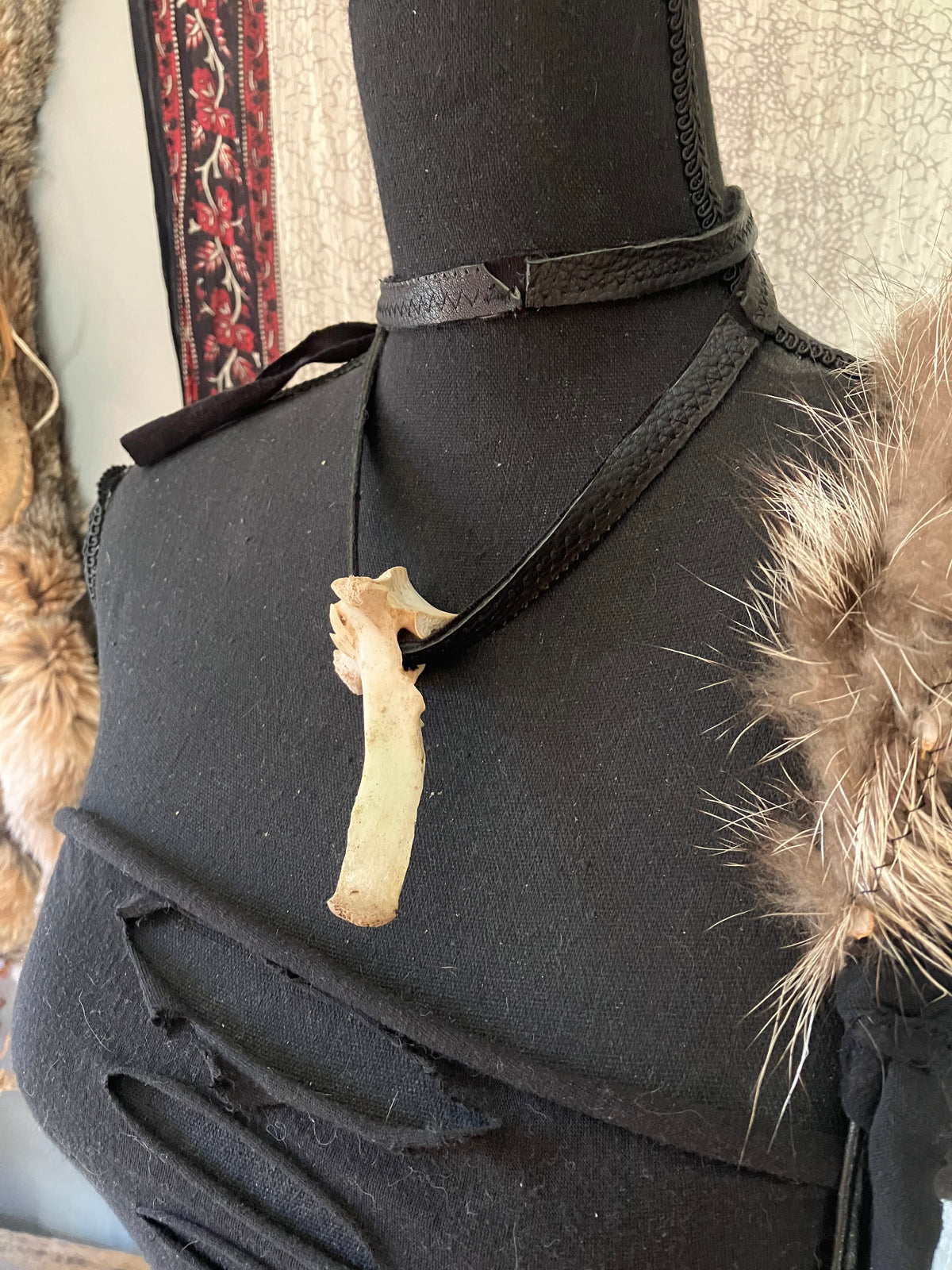 deer vertebrae & leather necklace