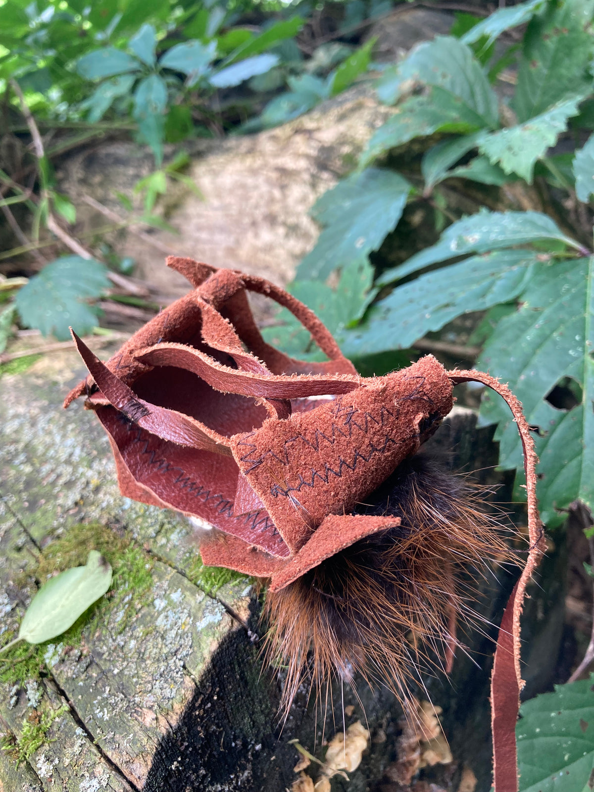 beaver pelt leather cuff