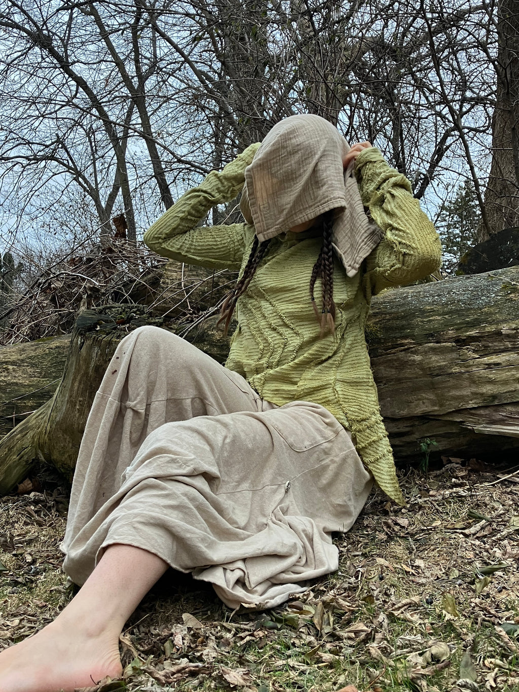 herbal stained vintage linen sweater
