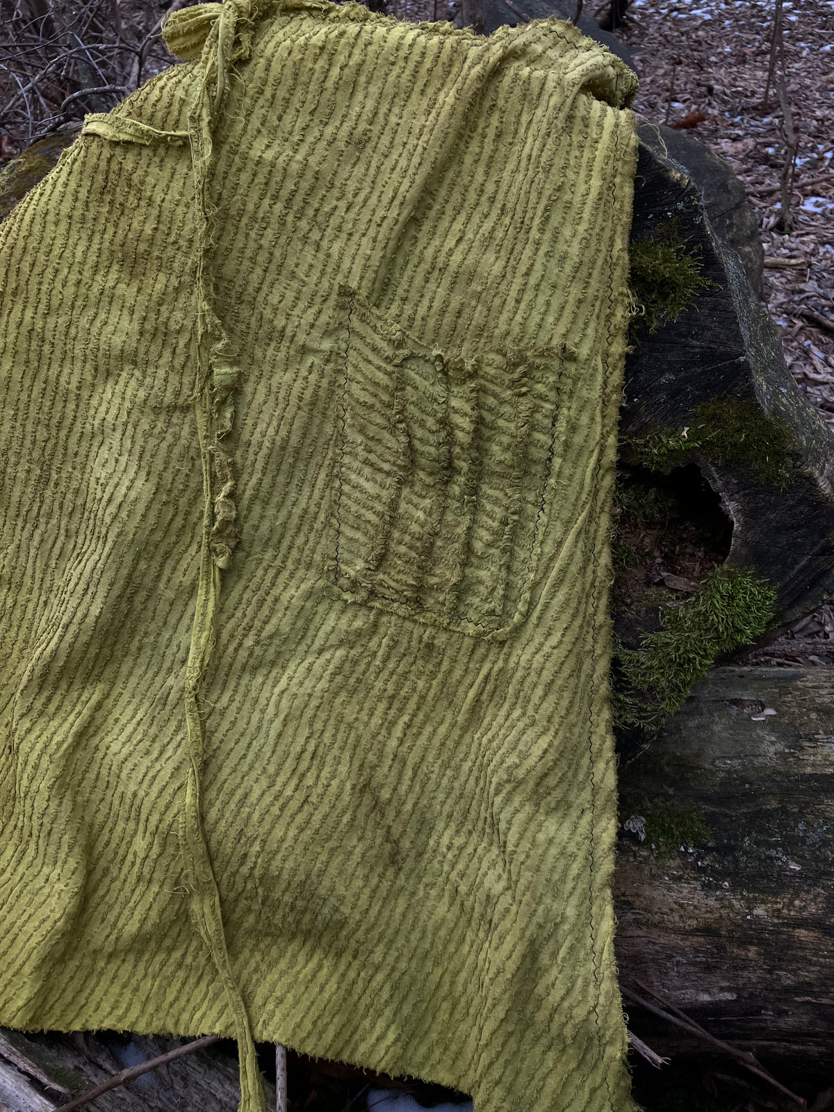 herbal stained vintage linen skirt with pockets