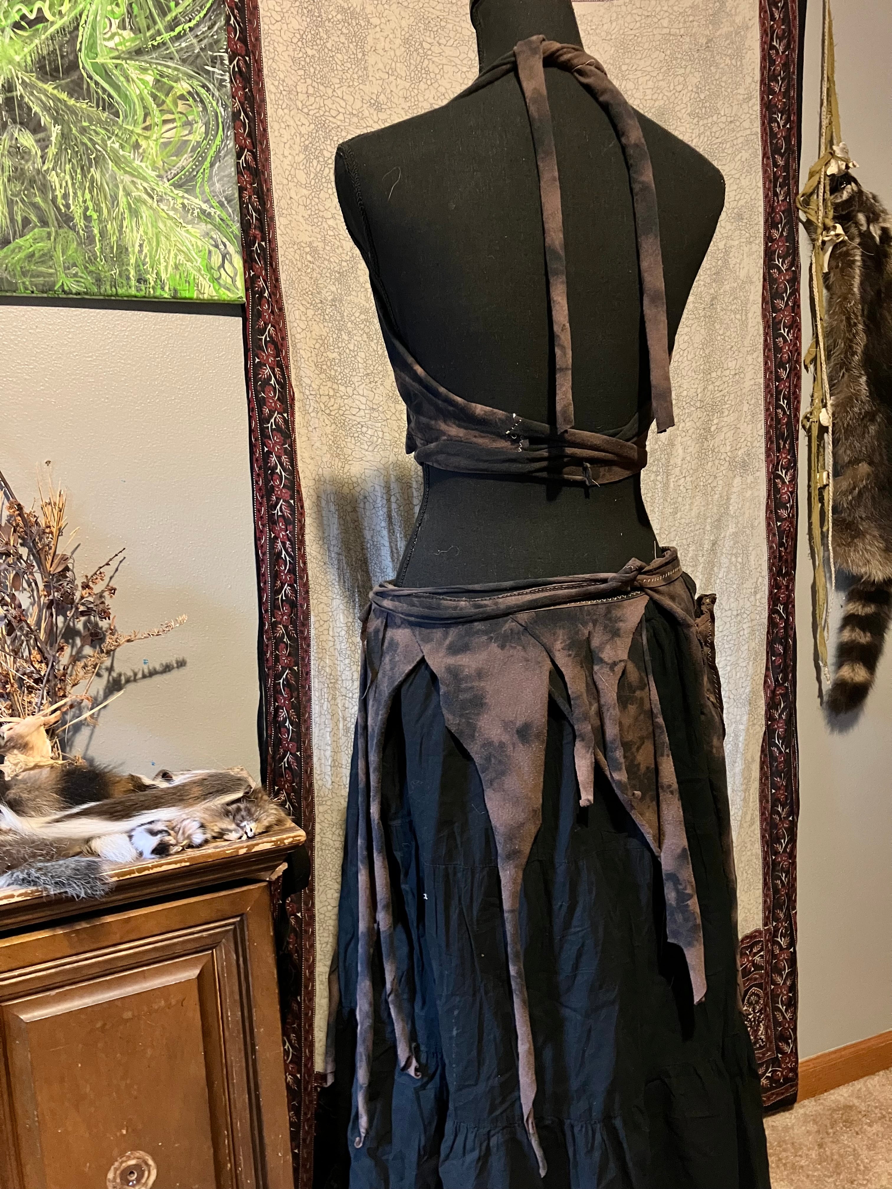 two piece fairy dress with pockets + feather