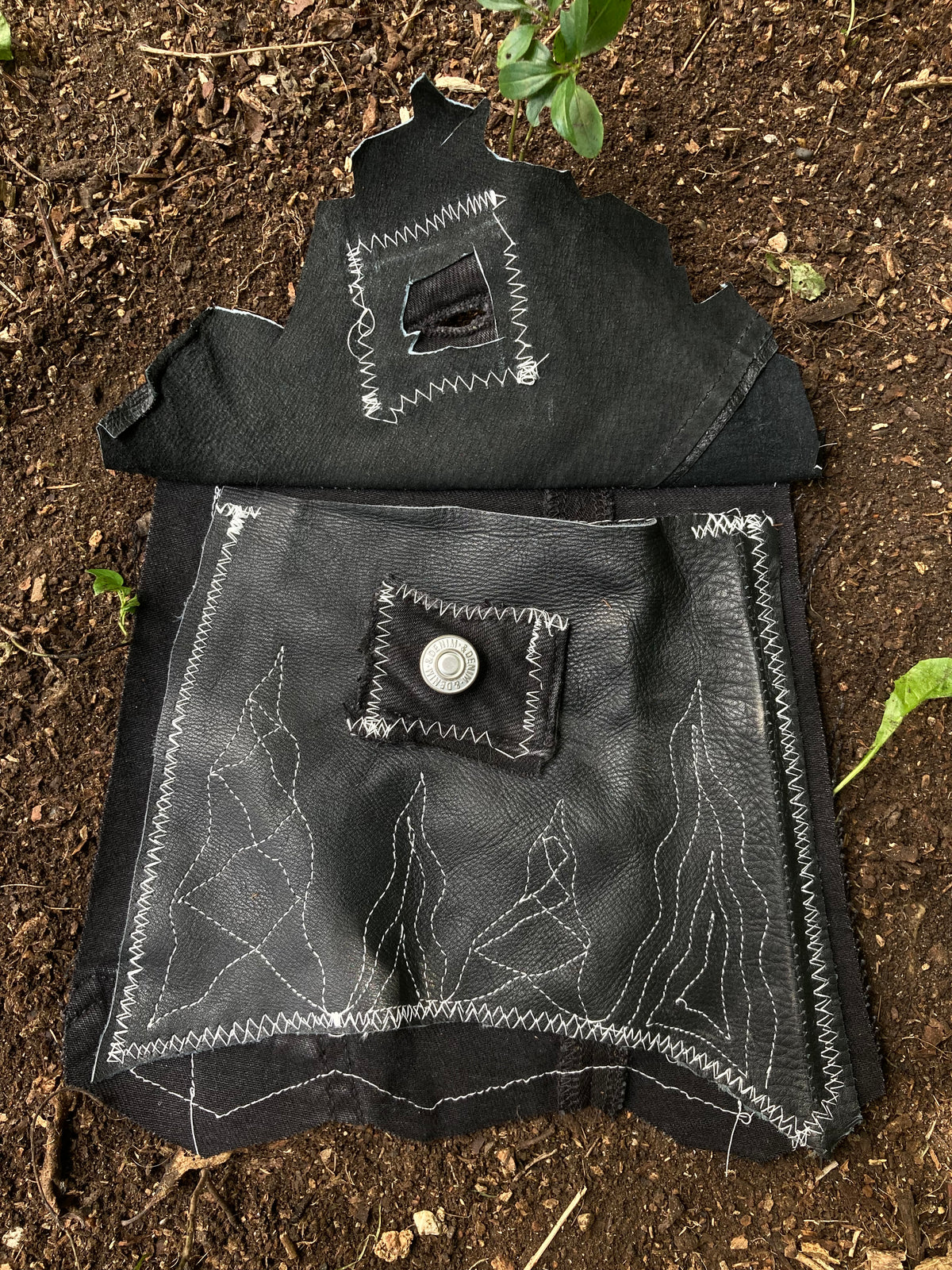 embroidered leather pouch