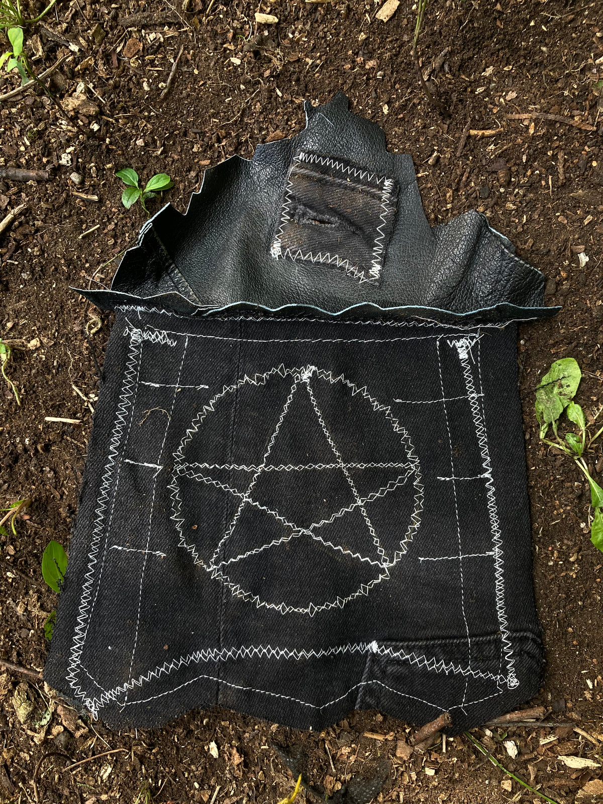 embroidered leather pouch
