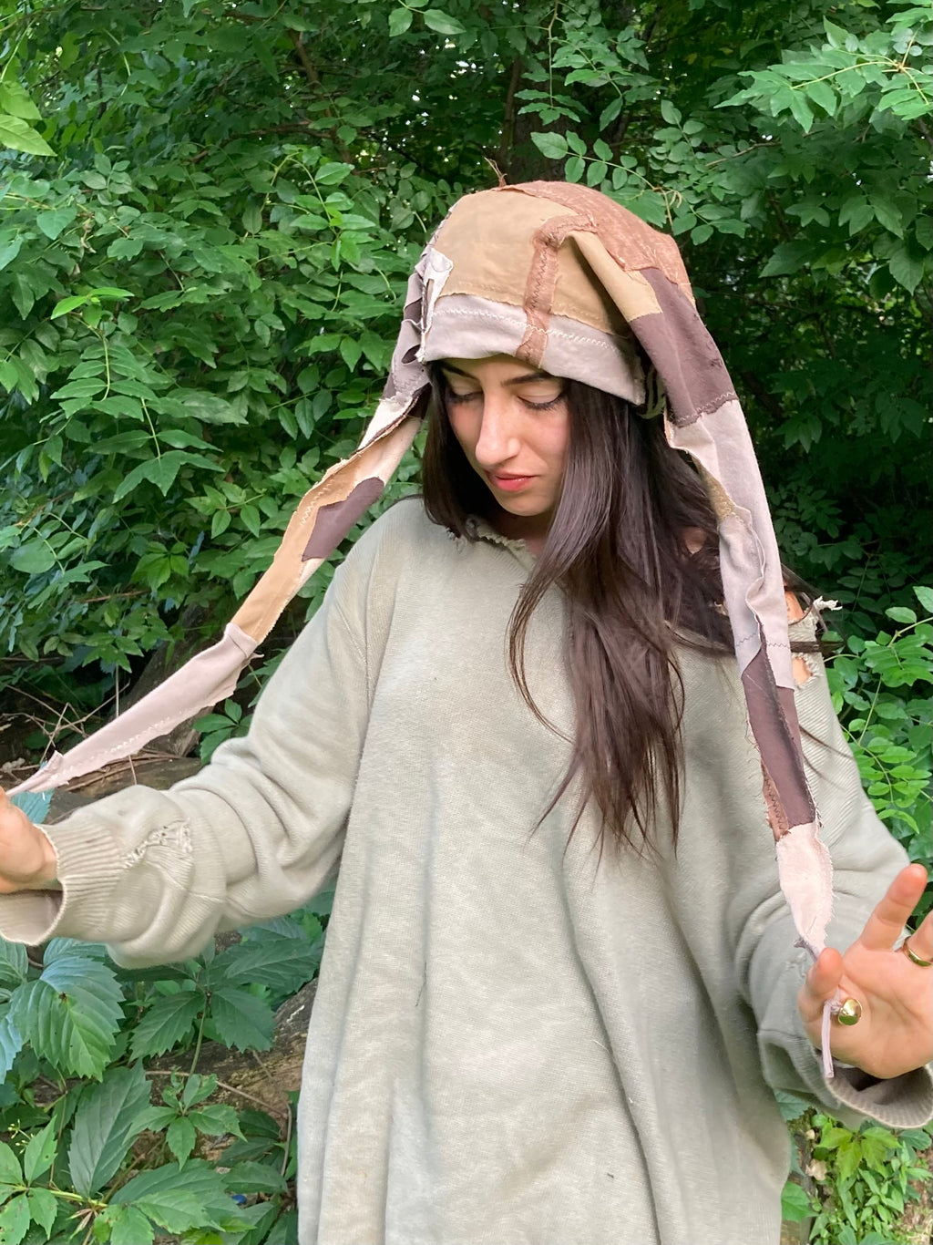 patchwork cotton jester hat w/ bells