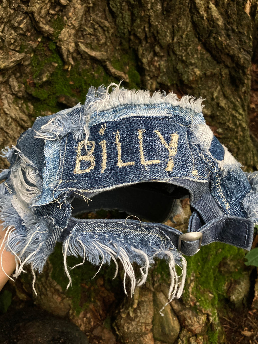 denim cap w/ embroidery