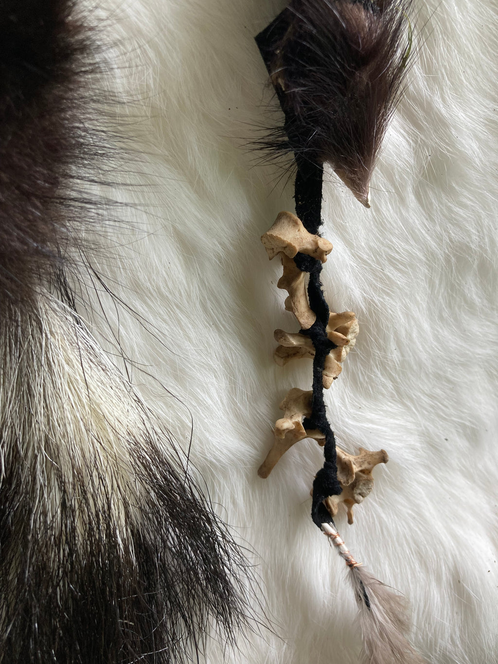 skunk tail & vertebrae keychains