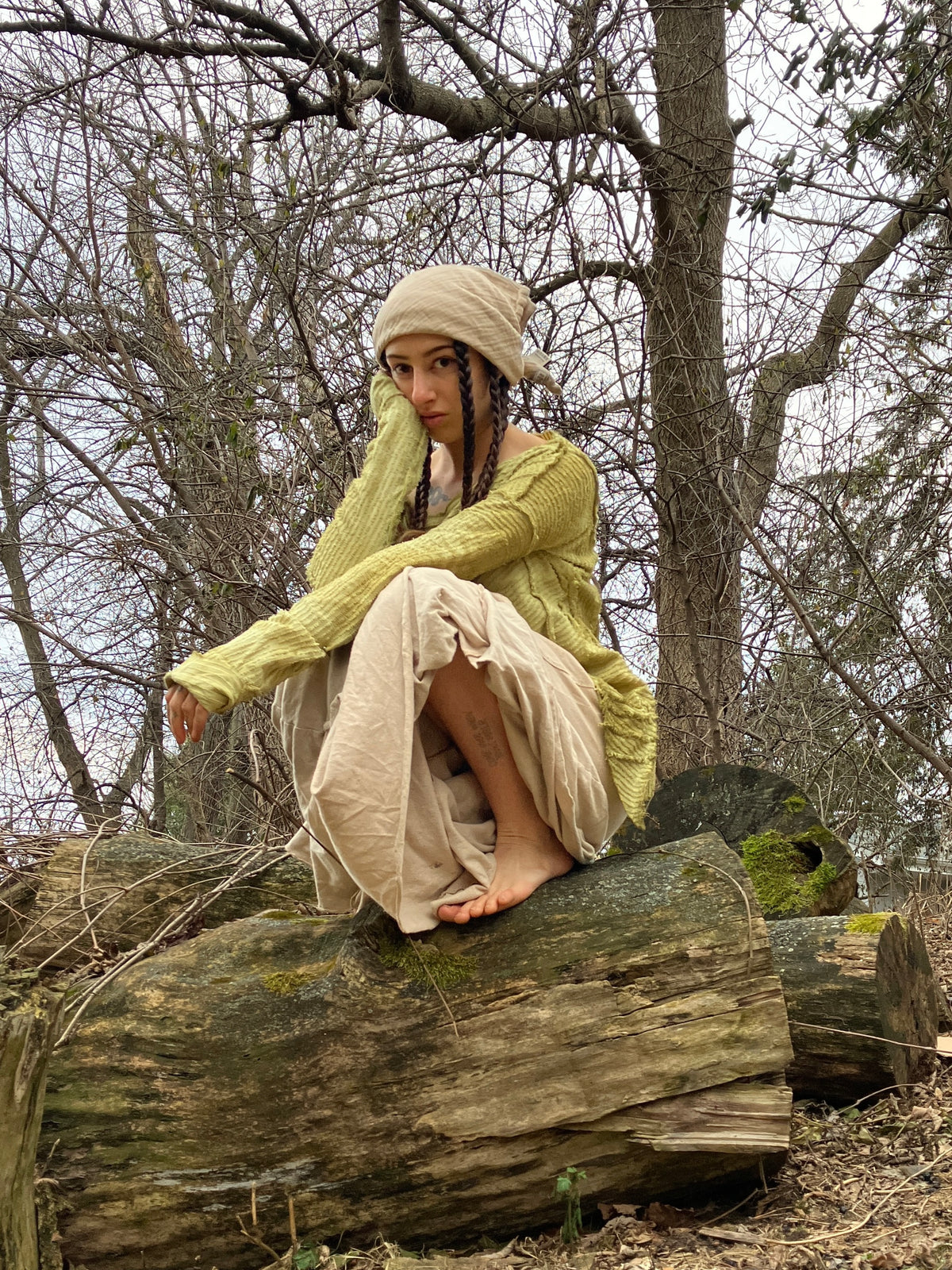herbal stained vintage linen sweater