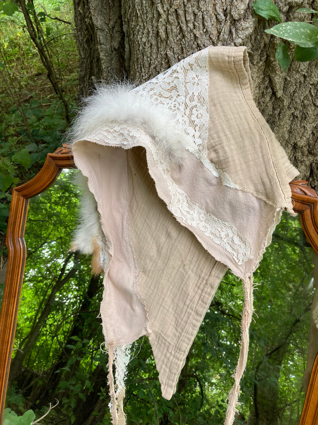 coyote pelt linen lace bandana