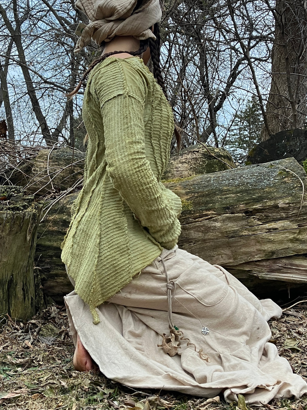 herbal stained vintage linen sweater