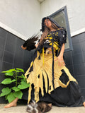 plant dyed distressed linen skirt with pockets