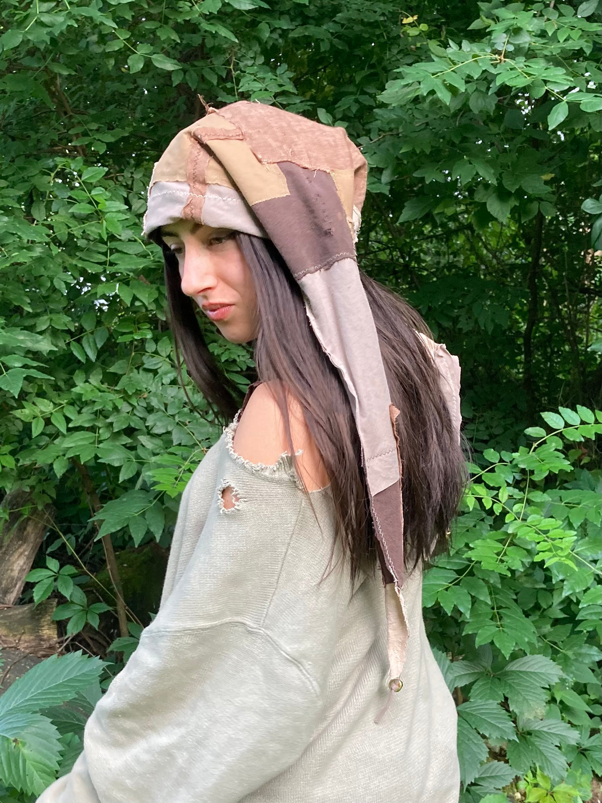 patchwork cotton jester hat w/ bells