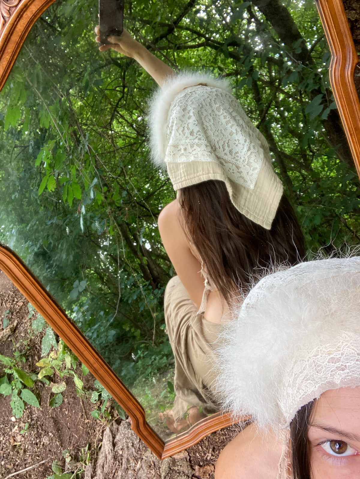 coyote pelt linen lace bandana