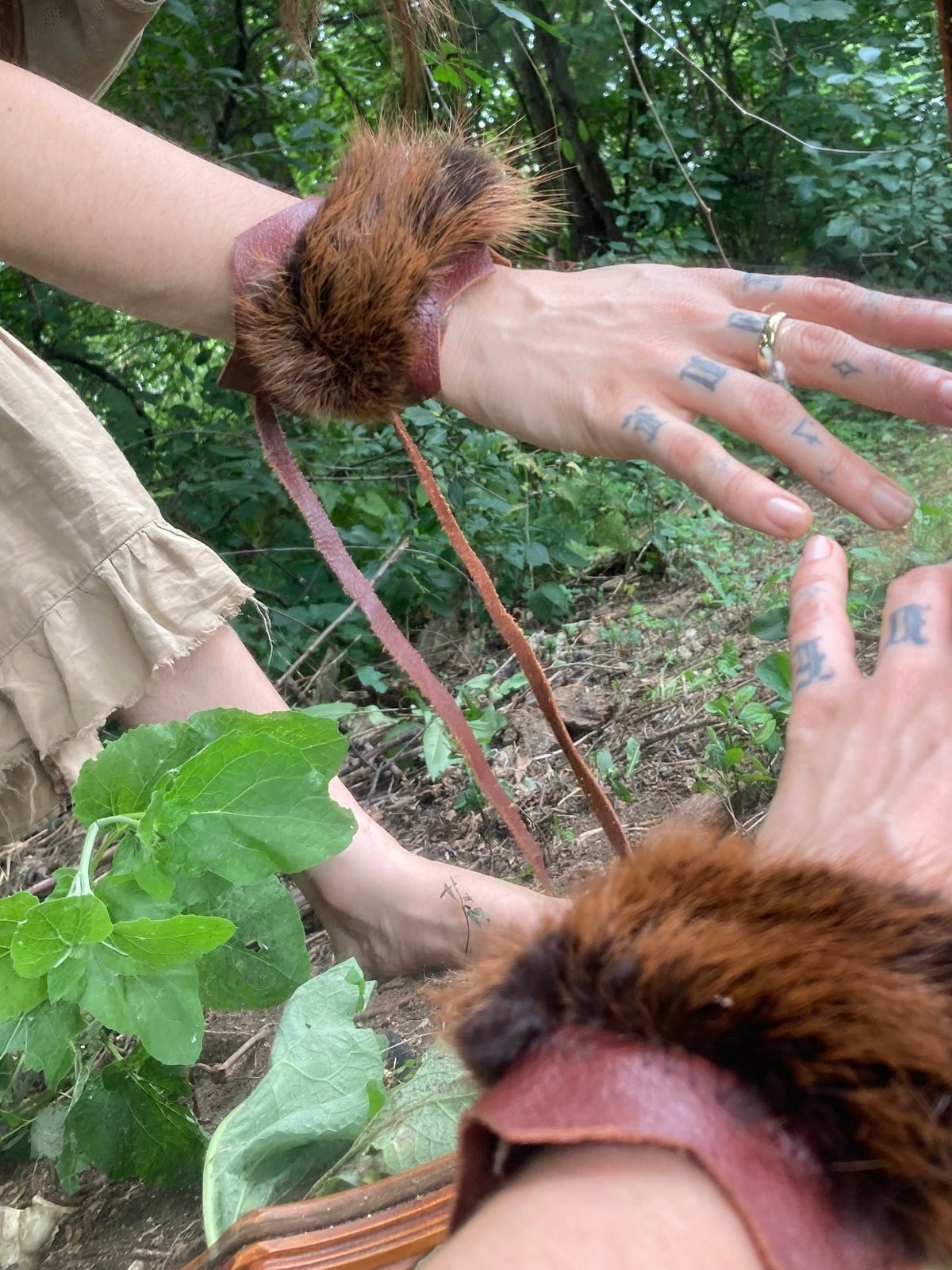 beaver pelt leather cuff