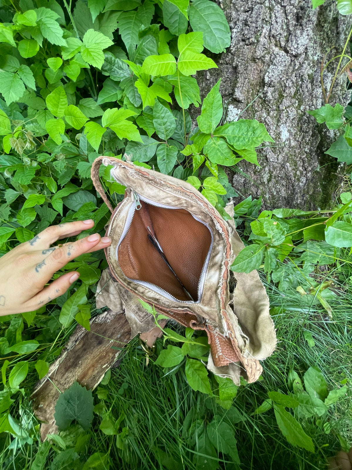 coyote pelt + leather belt bag