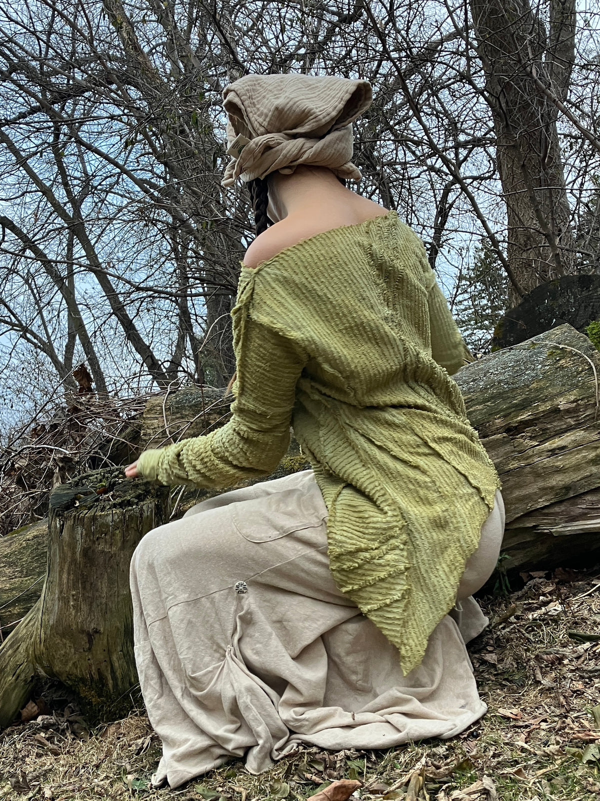 herbal stained vintage linen sweater