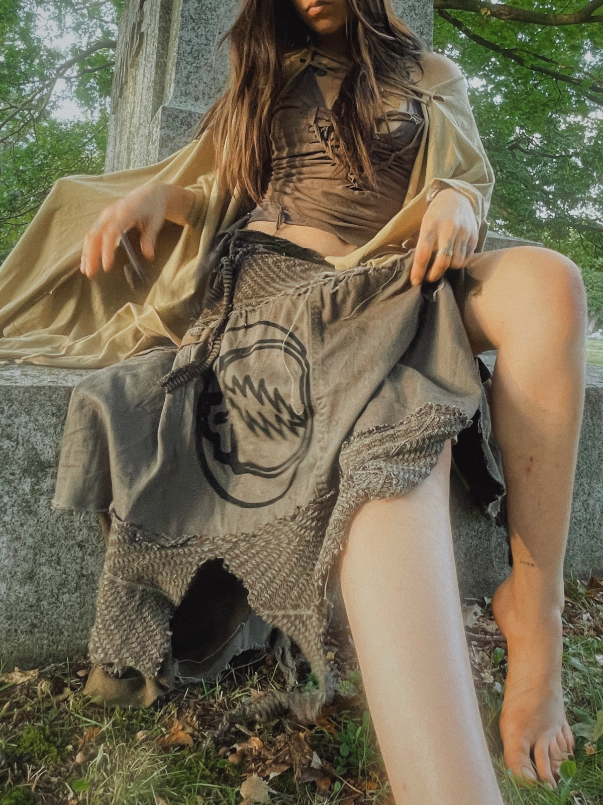 grateful dead patchwork skirt