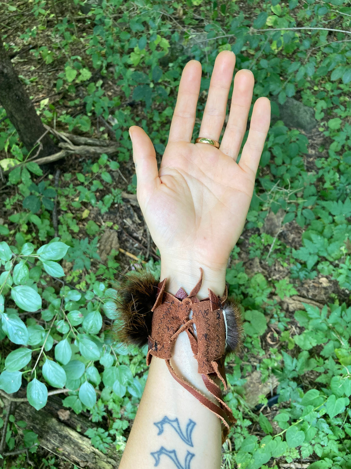 beaver pelt leather cuff