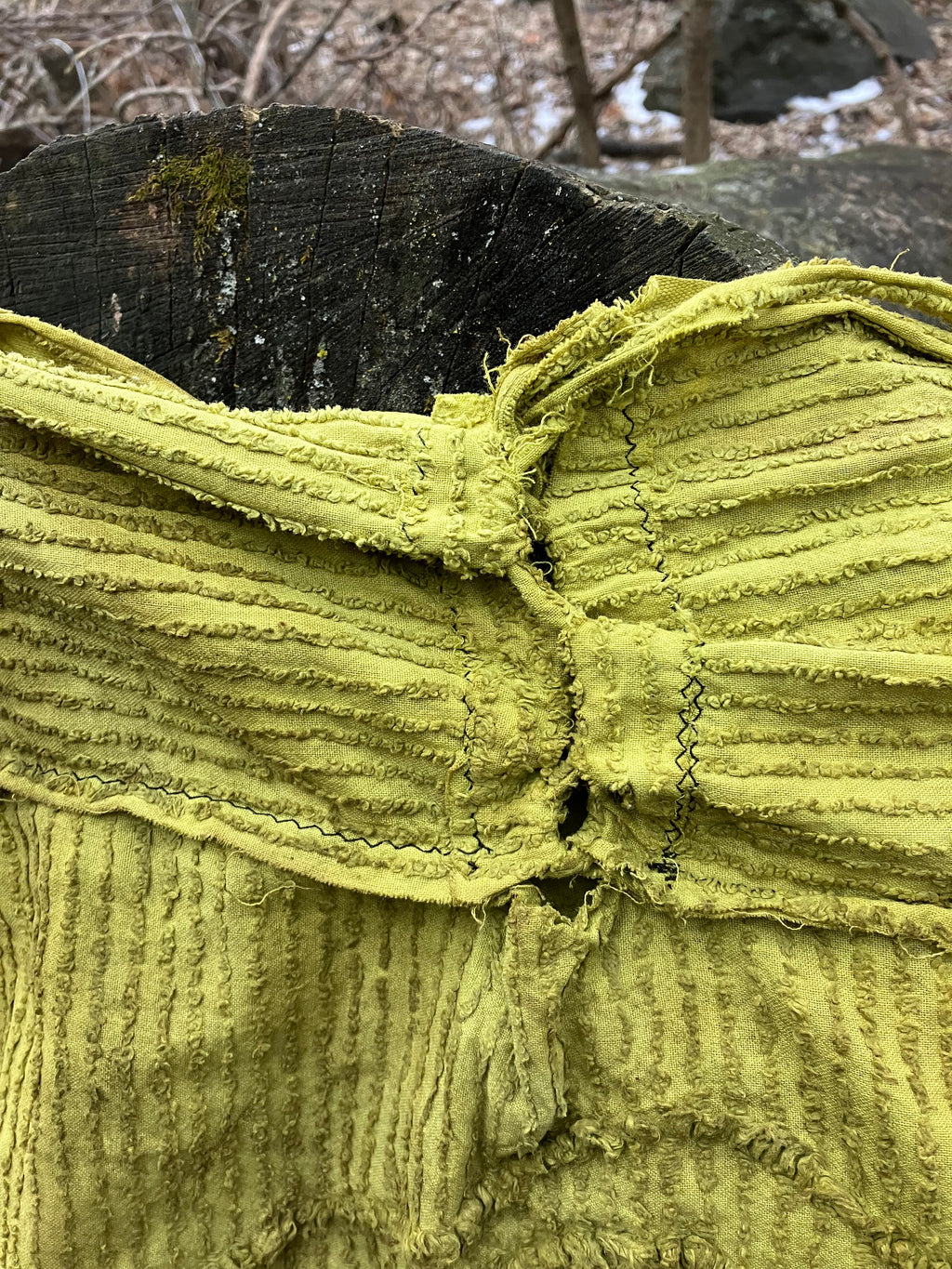 herbal stained vintage linen skirt with pockets