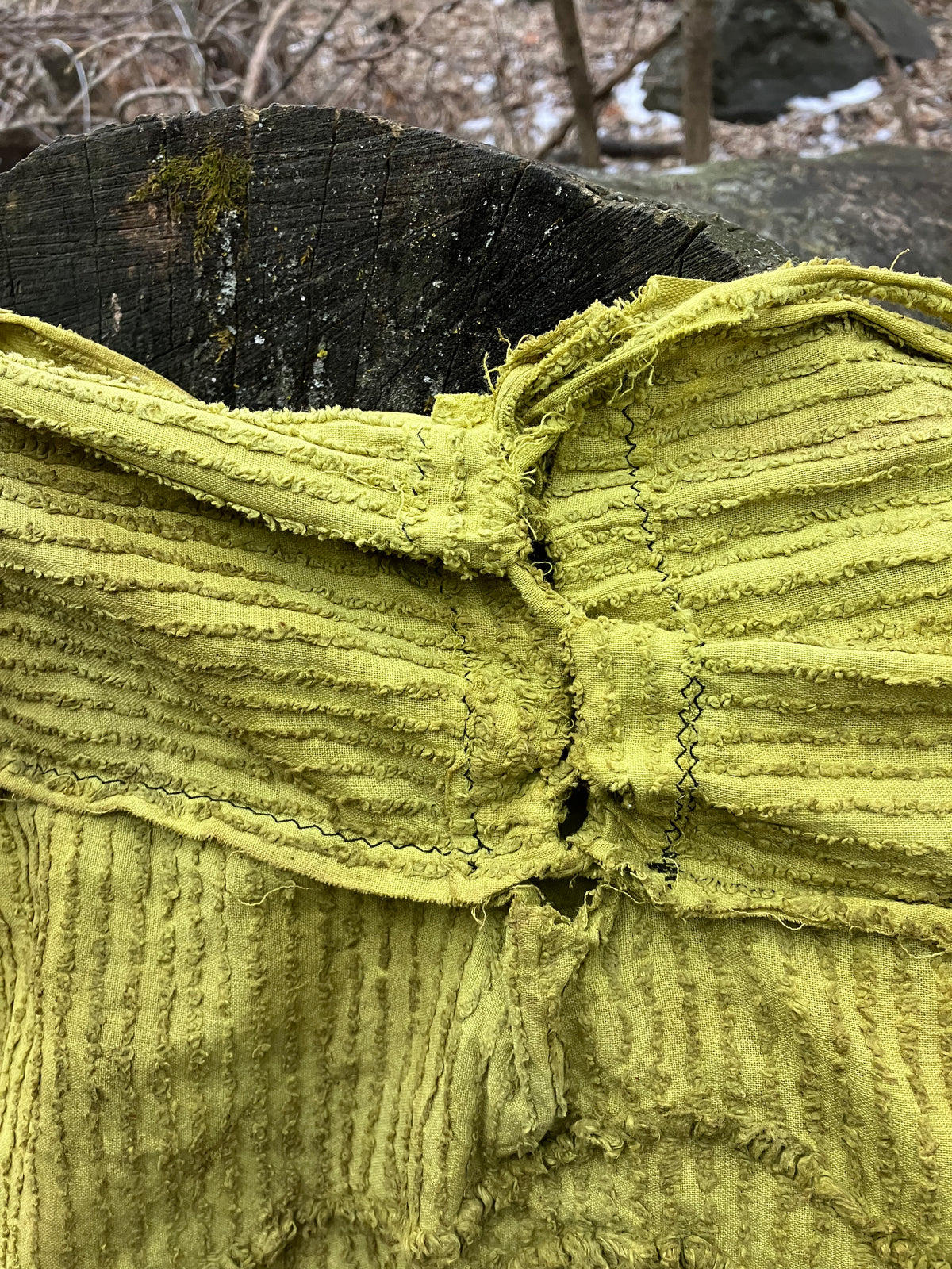 herbal stained vintage linen skirt with pockets