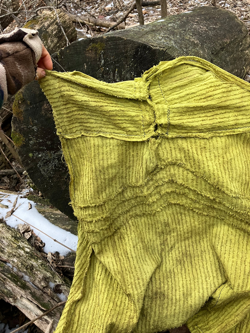 herbal stained vintage linen skirt with pockets