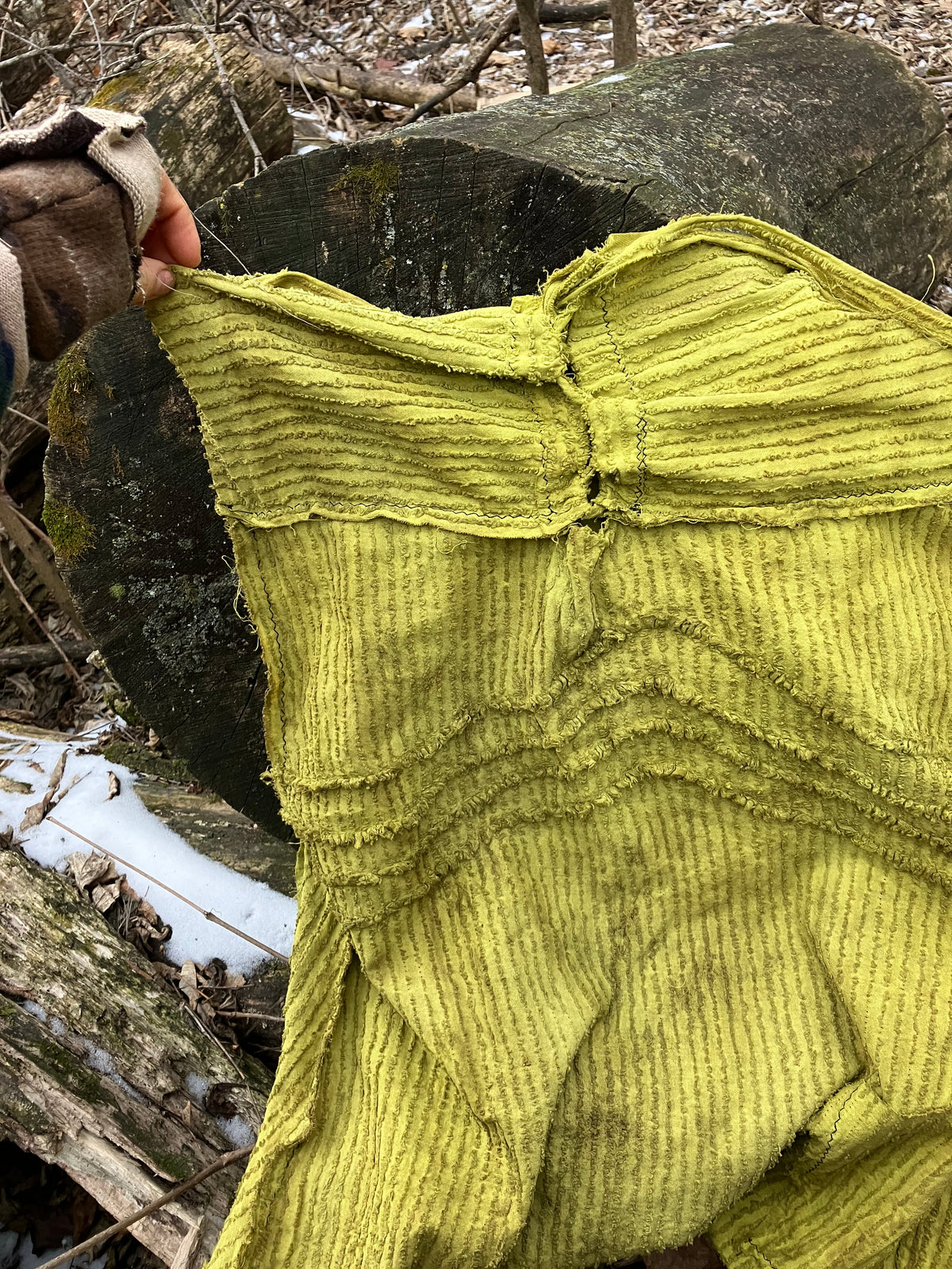 herbal stained vintage linen skirt with pockets