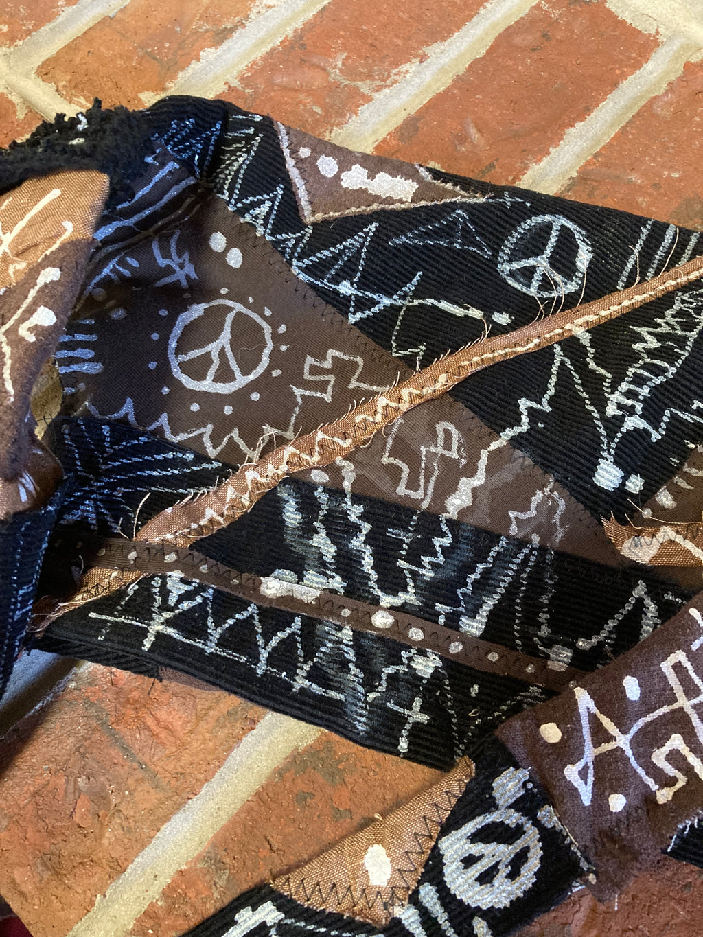 brown & black patchwork cotton hat