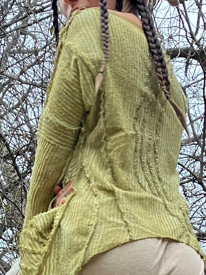 herbal stained vintage linen sweater