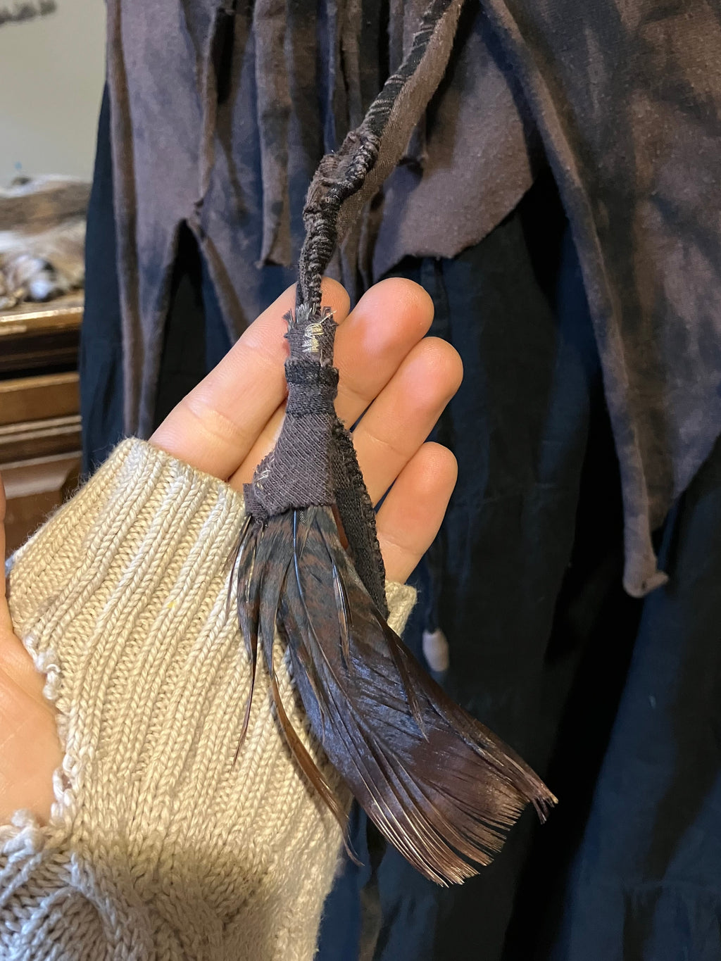 two piece fairy dress with pockets + feather