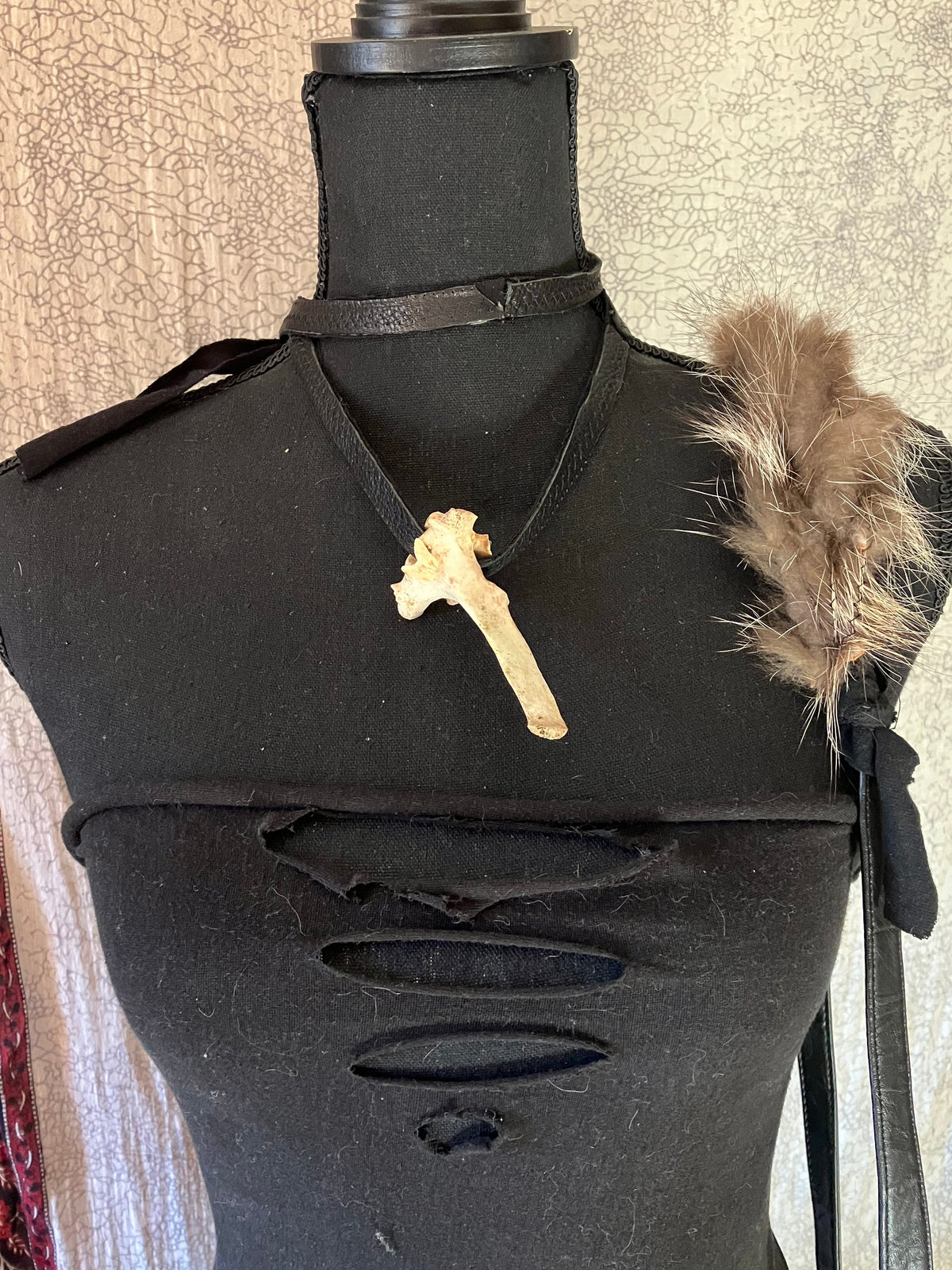 deer vertebrae & leather necklace