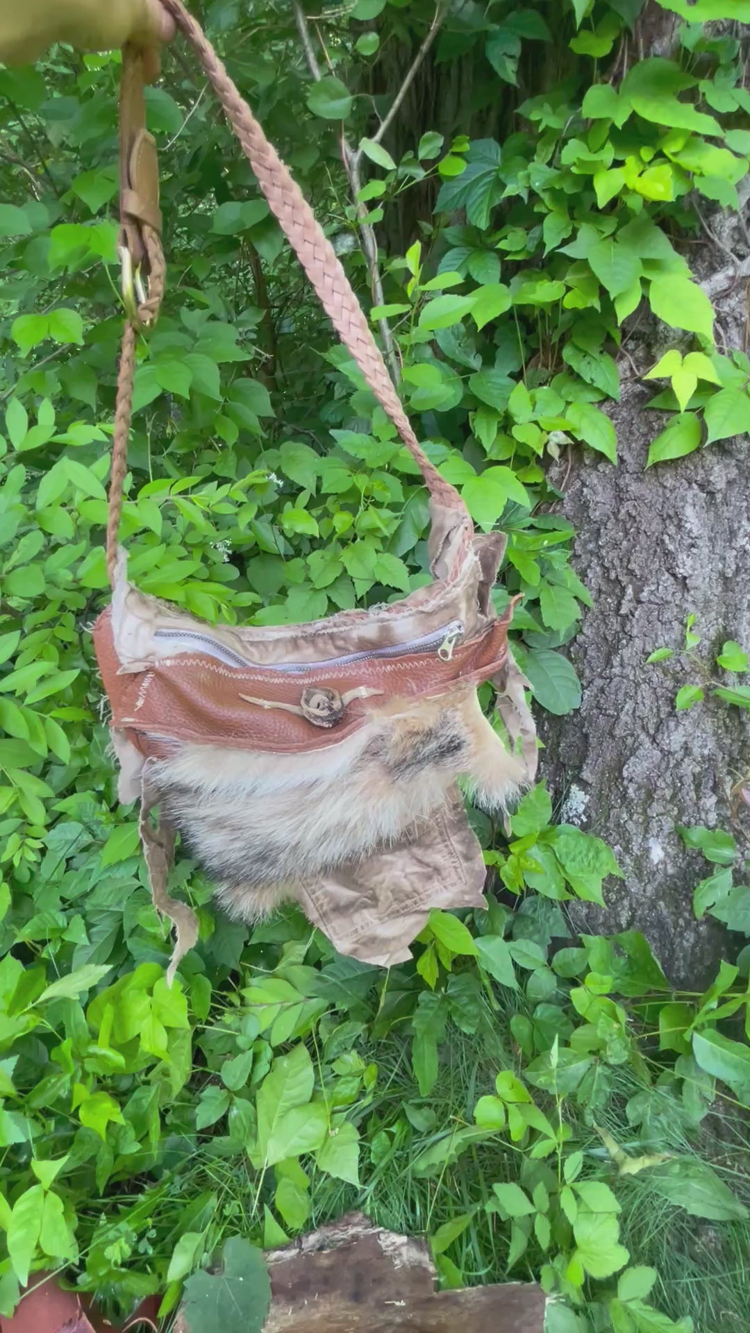 coyote pelt + leather belt bag